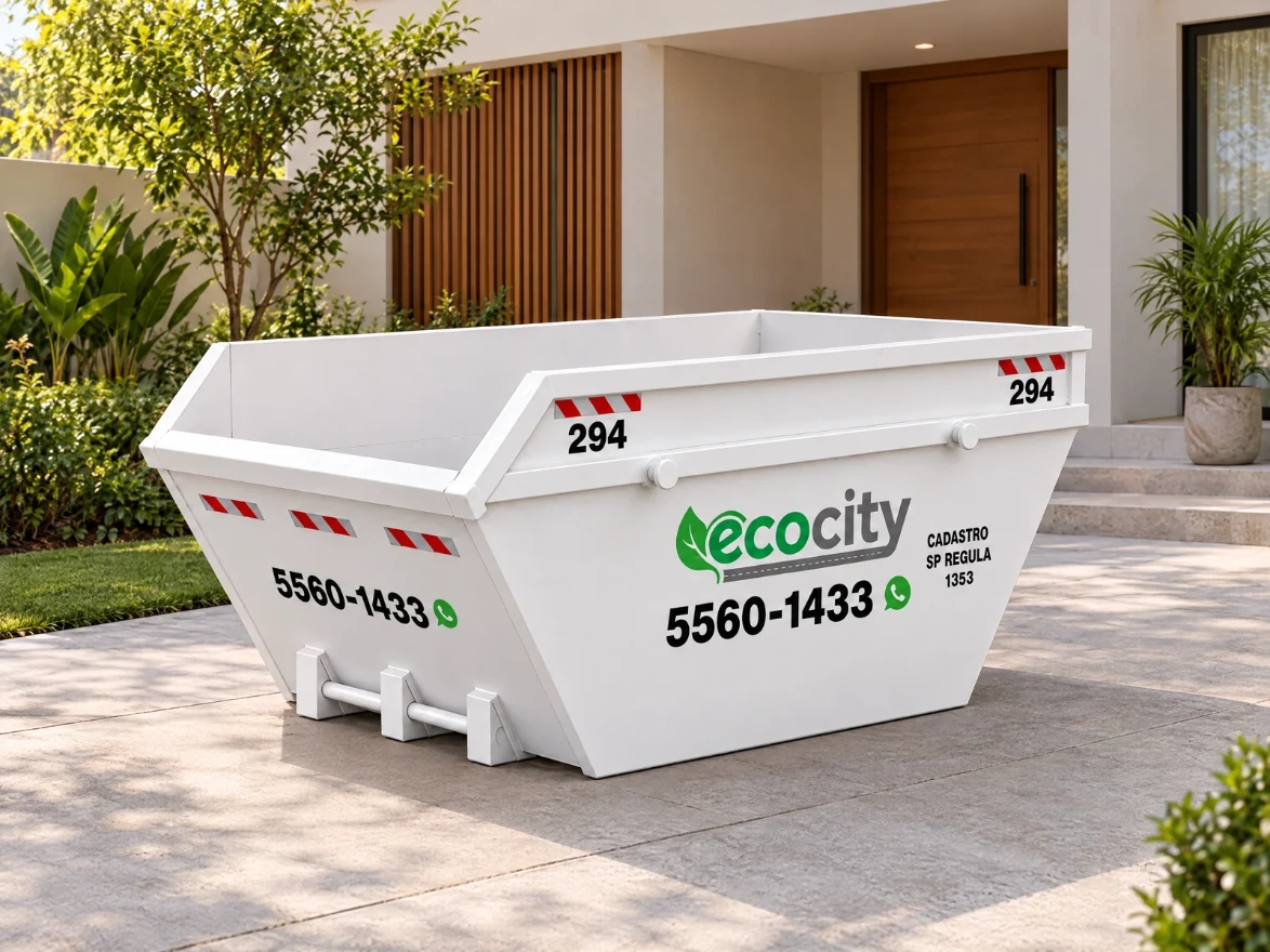 Caçamba Ecocity em uma composição ilustrativa de reforma residencial